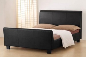 Luxury faux Leather bed frame - with waterbed inside